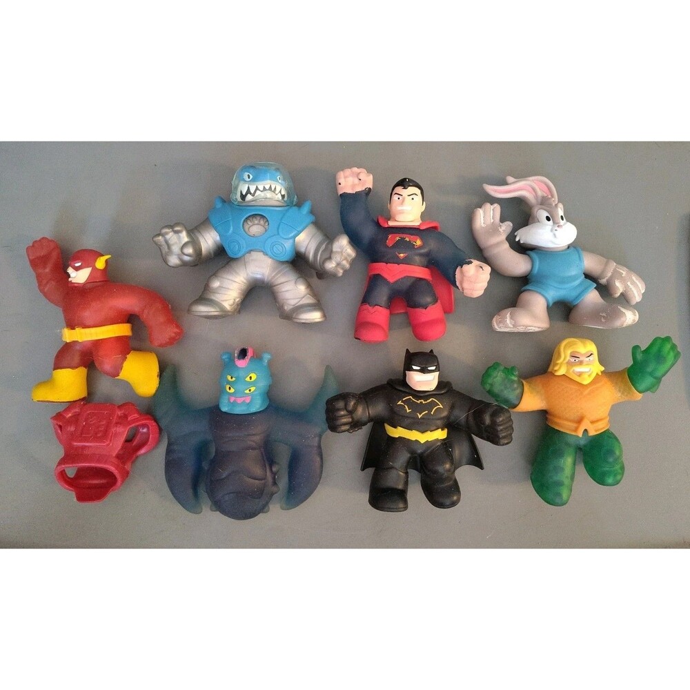 Heroes of Goo Jit Zu Lot of 7 DC Batman Superman Flash Aquaman Bugs Bunny Space
